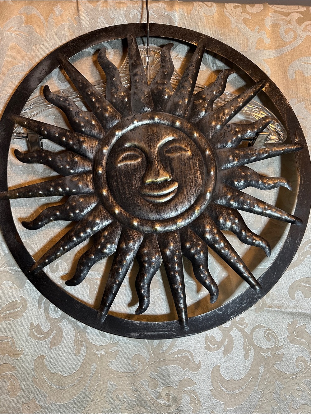 Sunburst Metal Wall Art – Black with Bronze Accents